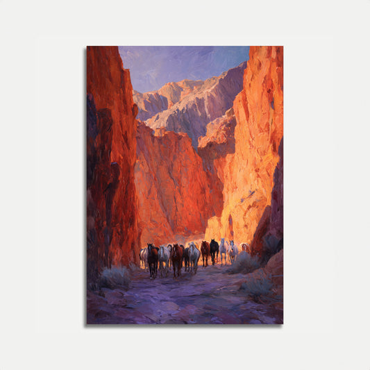 Woestijn Canyon Paardenkaravaan Poster