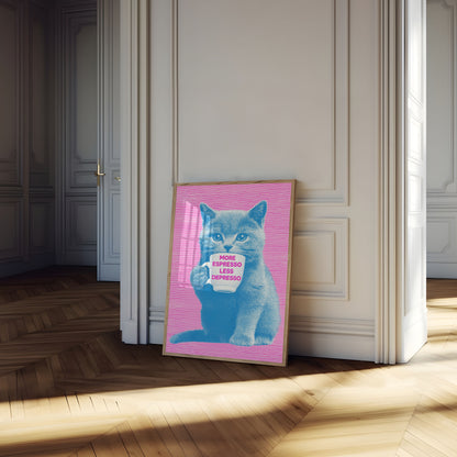 More Espresso Less Depresso Cat Poster