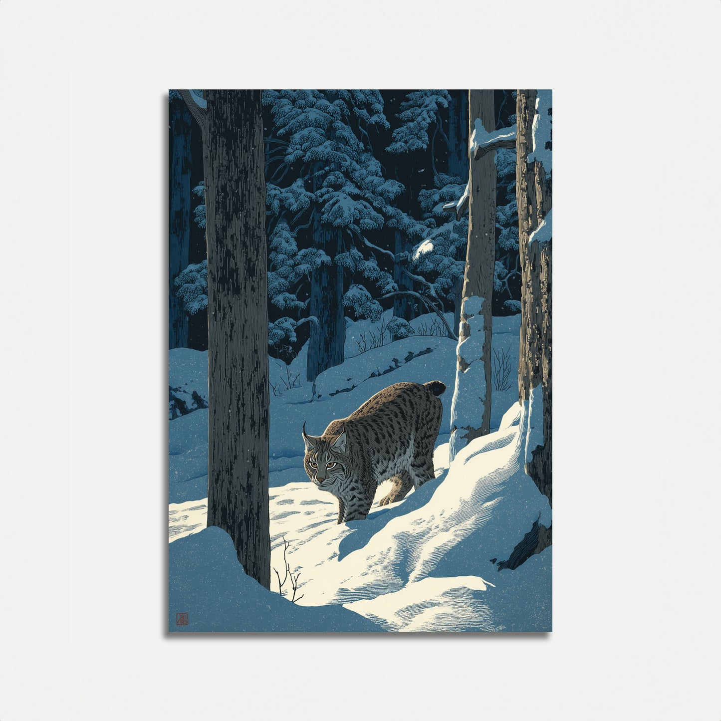 Lynx i vinterskog plakat