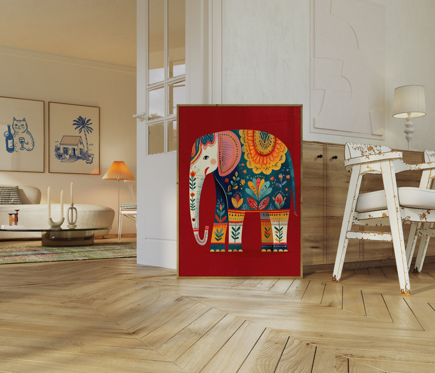 Affiche d'Art Populaire d'Éléphant Ornemental
