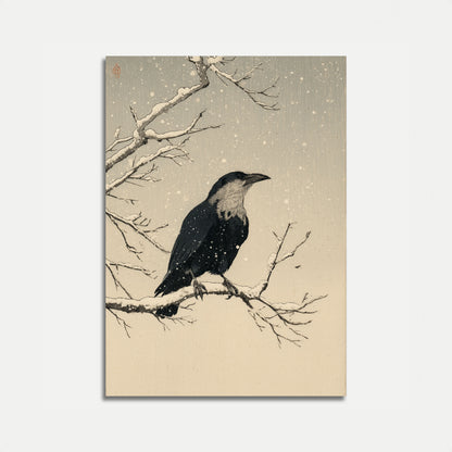 Póster de Cuervo en Nieve de Invierno