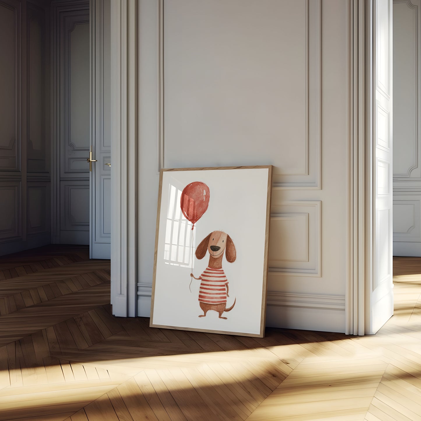 Szczęśliwy Pies Czerwony Balon Plakat