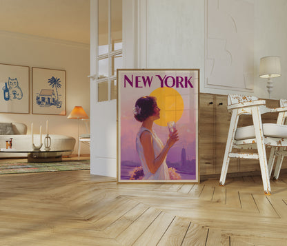 Golden Sunset New York Poster
