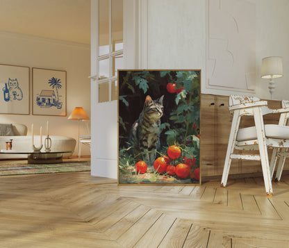 Cartel del Gato en el Huerto de Tomates