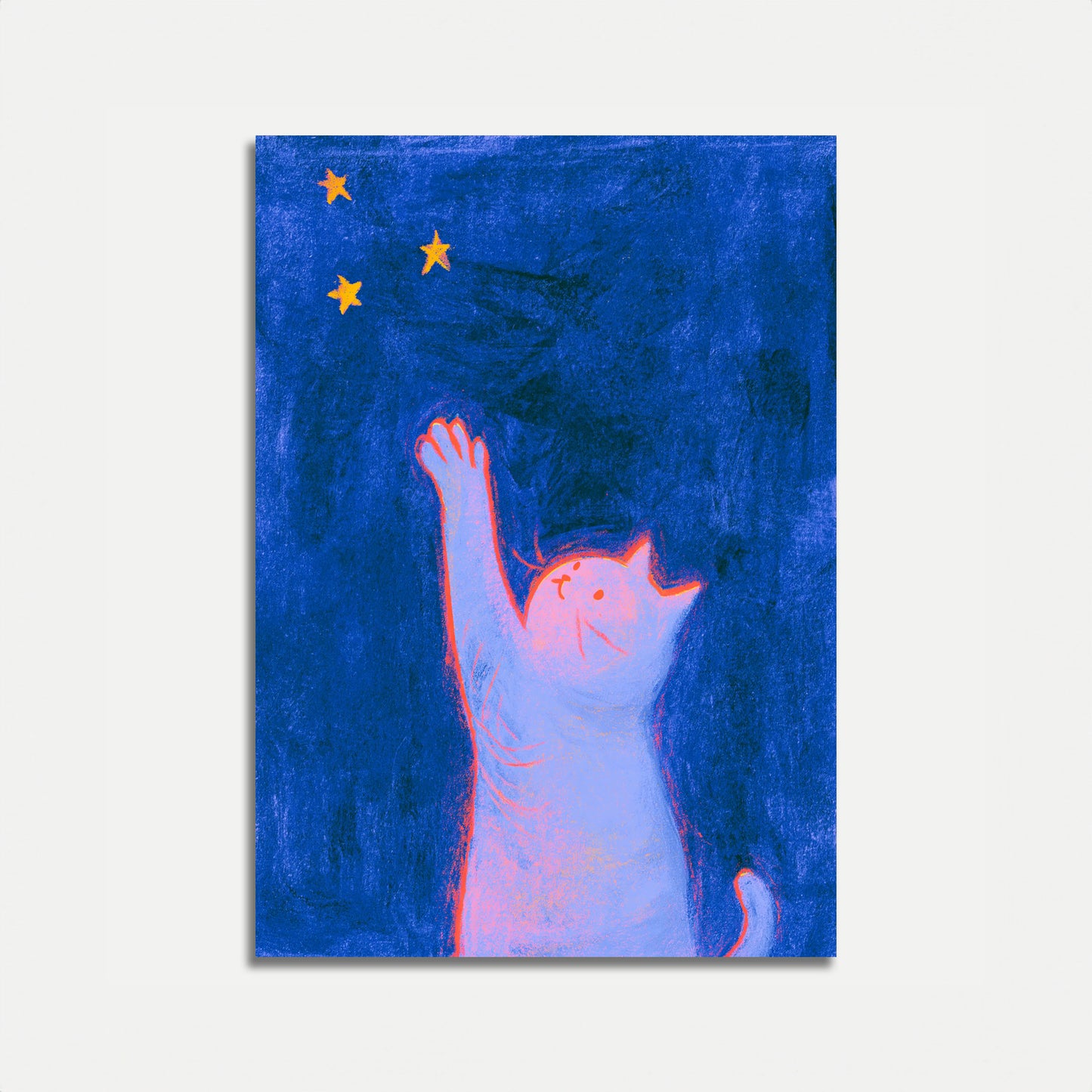 Cat Reaching for Stars Poster