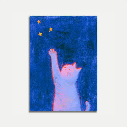 Cat Reaching for Stars Poster