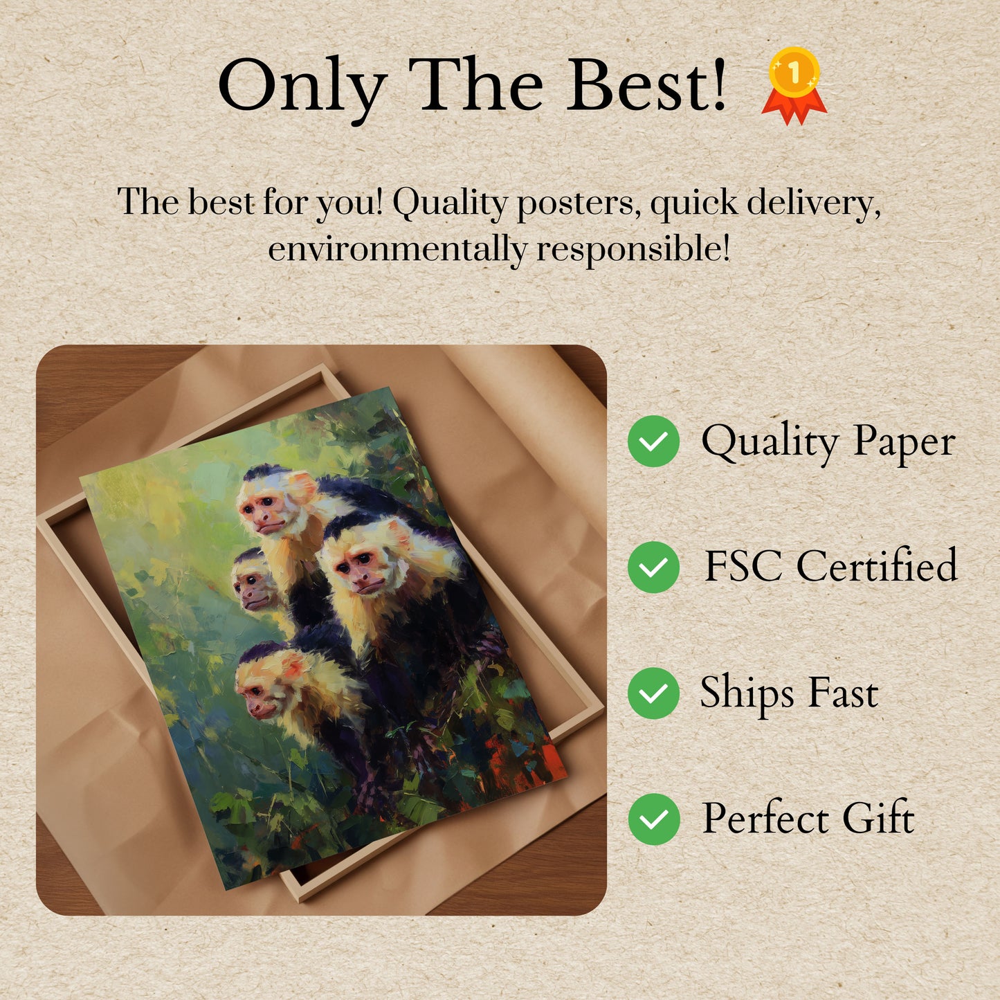 Póster de Retrato Familiar de Monos