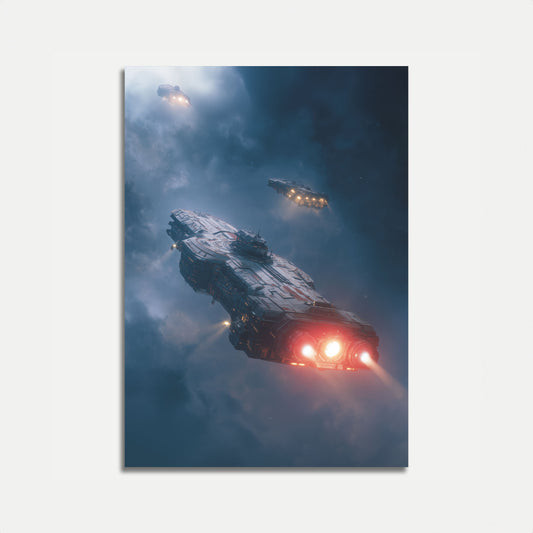Futuristic Spaceship Fleet Poster