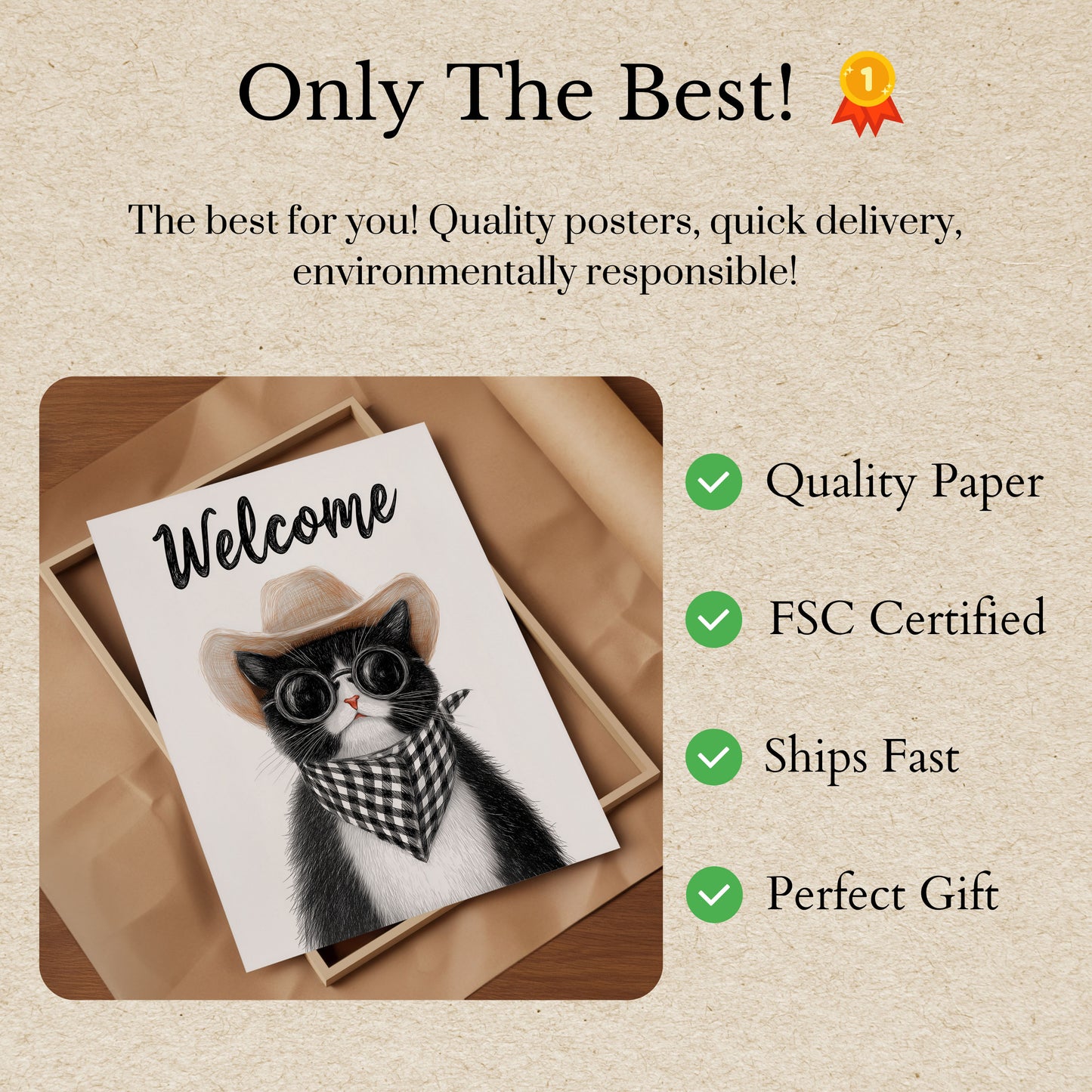 Cowboy Kat med Solbriller Plakat