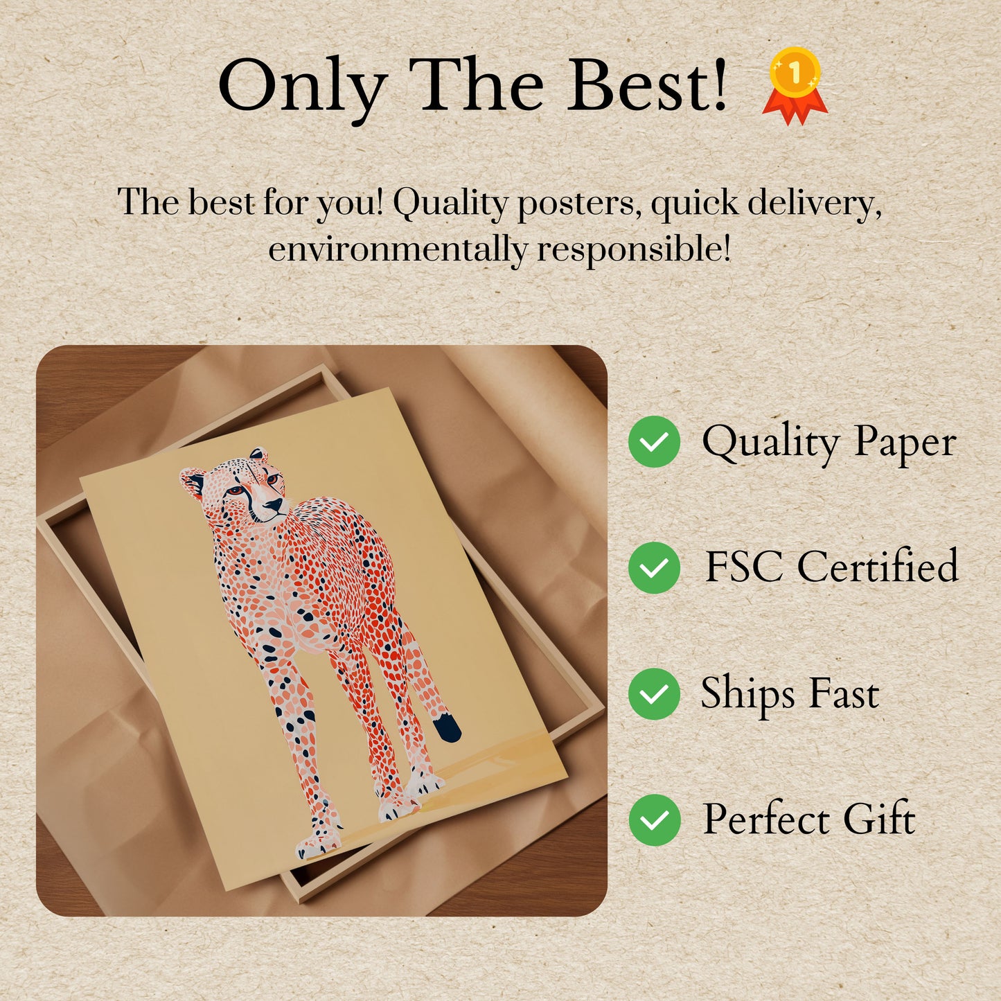 Póster de mosaico de guepardo vibrante