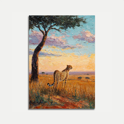 African Savanna Cheetah Sunset Poster