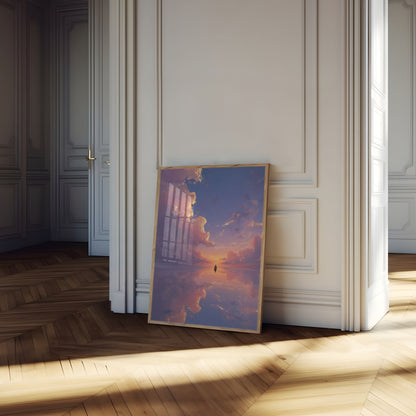 Sunset Reflection Sailboat Poster