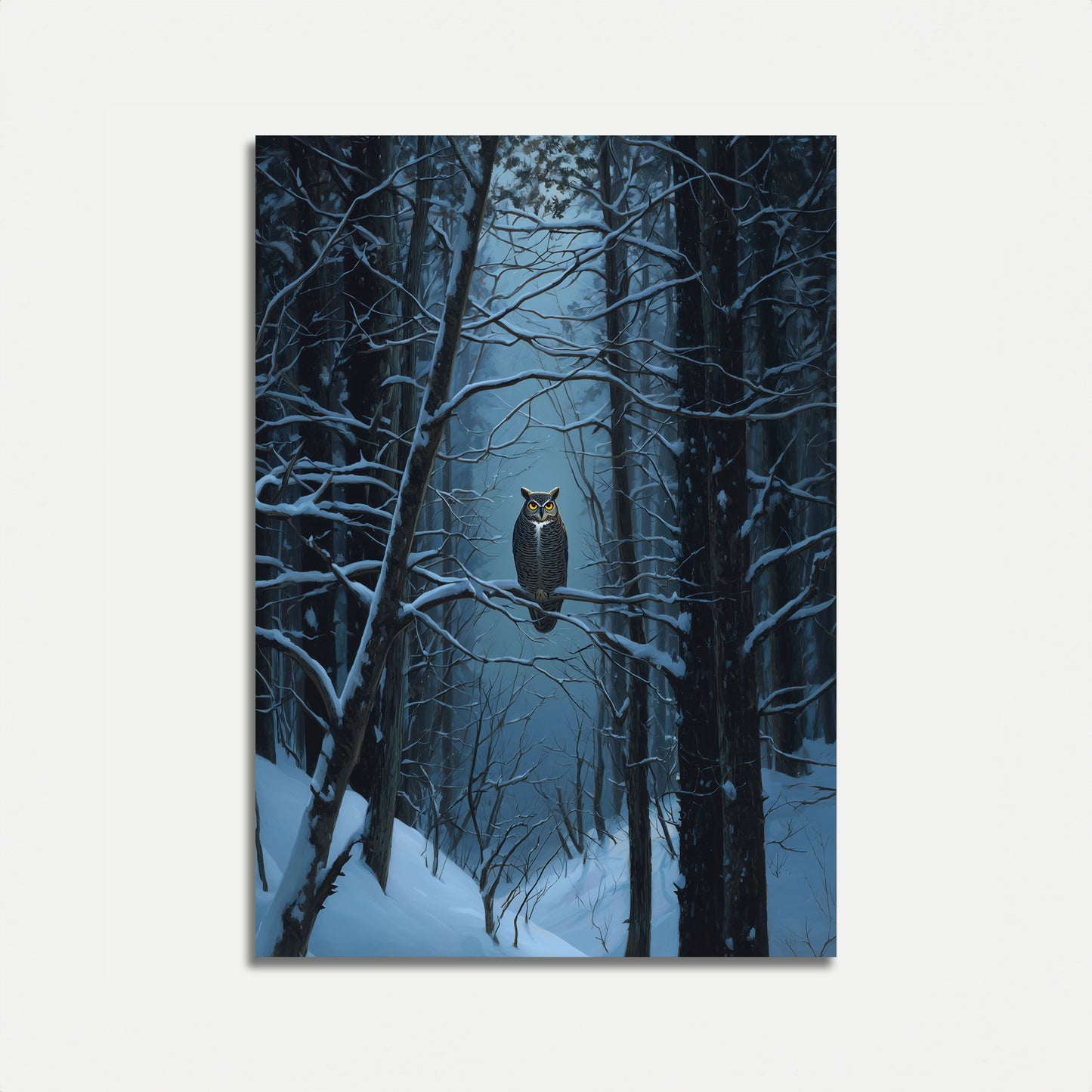 Owl in Snowy Forest Poster