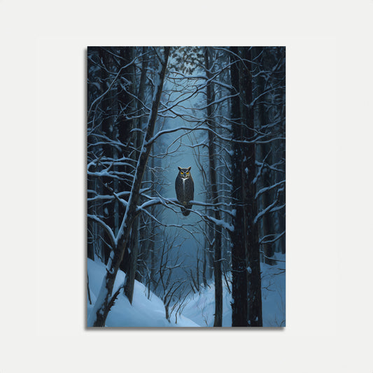 Affiche Hibou dans une Forêt Enneigée