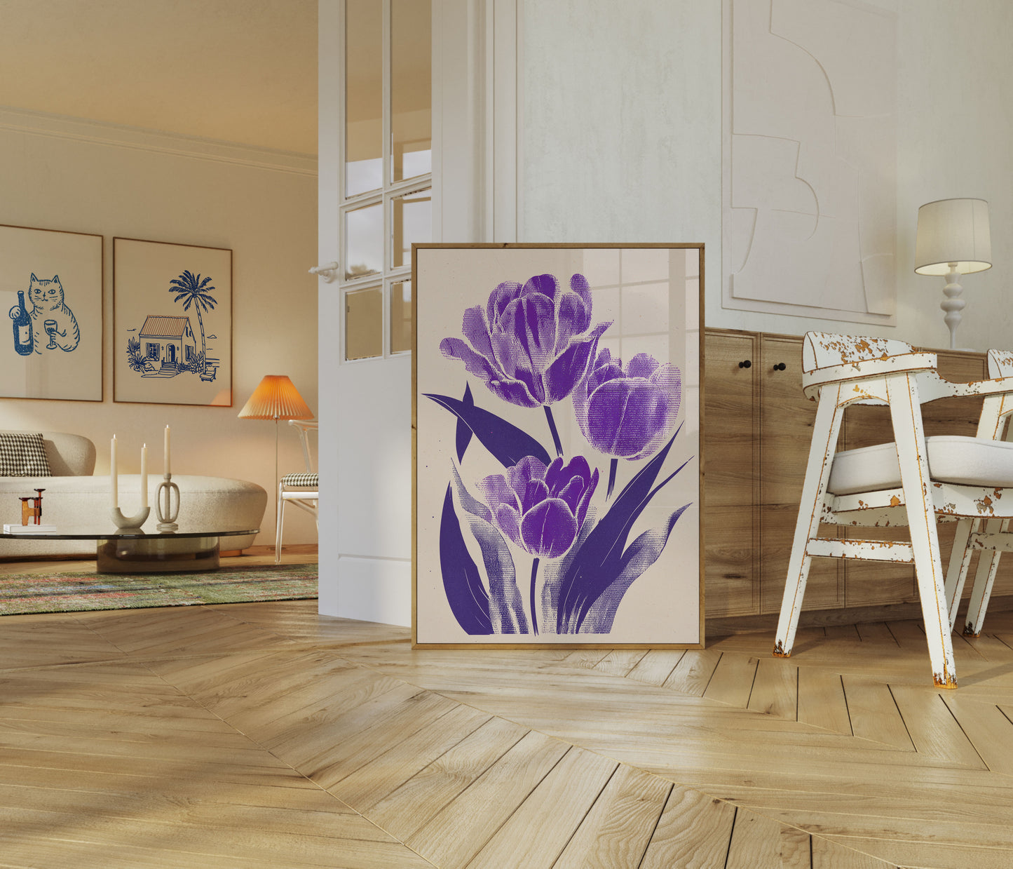 Fioletowe Tulipany Plakat Botaniczny