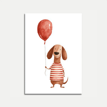 Szczęśliwy Pies Czerwony Balon Plakat
