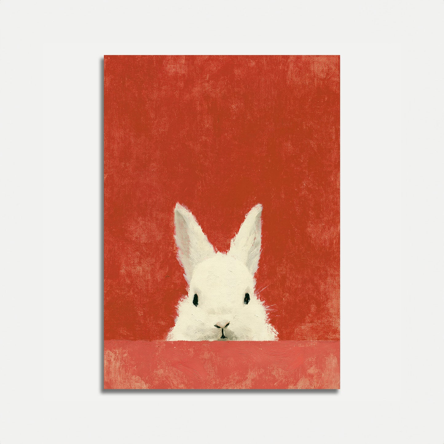 Póster Retrato Conejo Blanco Curioso