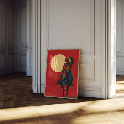 Native Rider Sunset Poster