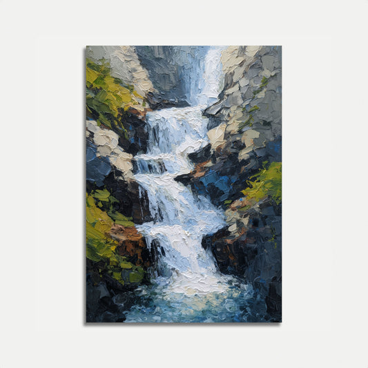 Kaskádový horský vodopád – plakát