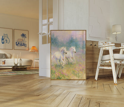 Poster Cavalli Bianchi in Prato Fiorito
