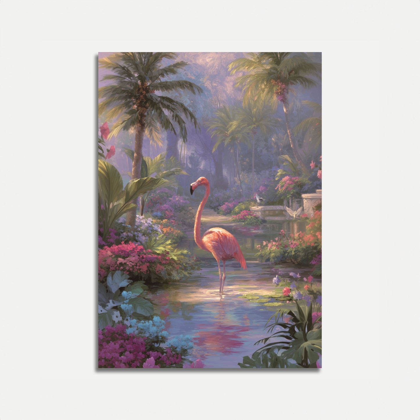 Tropical Flamingo Garden Poster