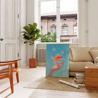 Floating Goldfish Dream Poster