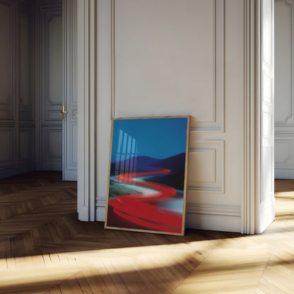 Crimson Velocity Mountain Poster