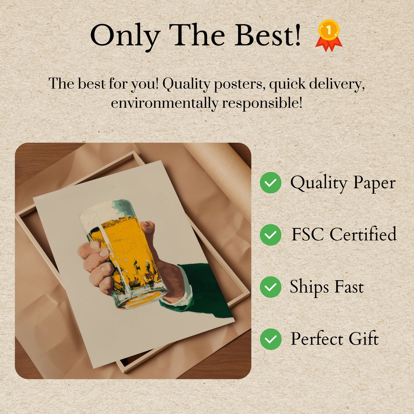 Golden Beer Grip Poster