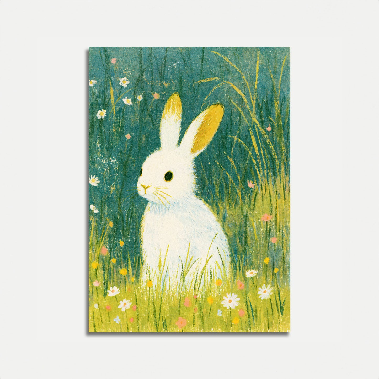 White Rabbit in Meadow Poster