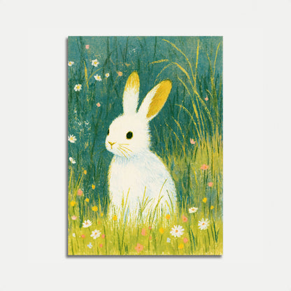 White Rabbit in Meadow Poster