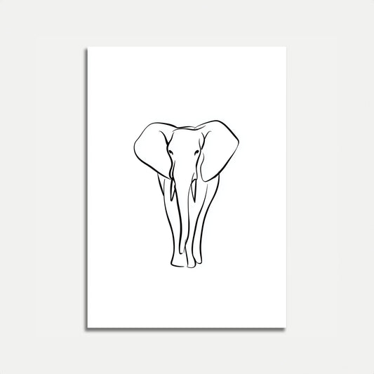 Minimalist Elephant Line Art Poster