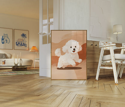 Surfing Bichon Frise Dog Poster