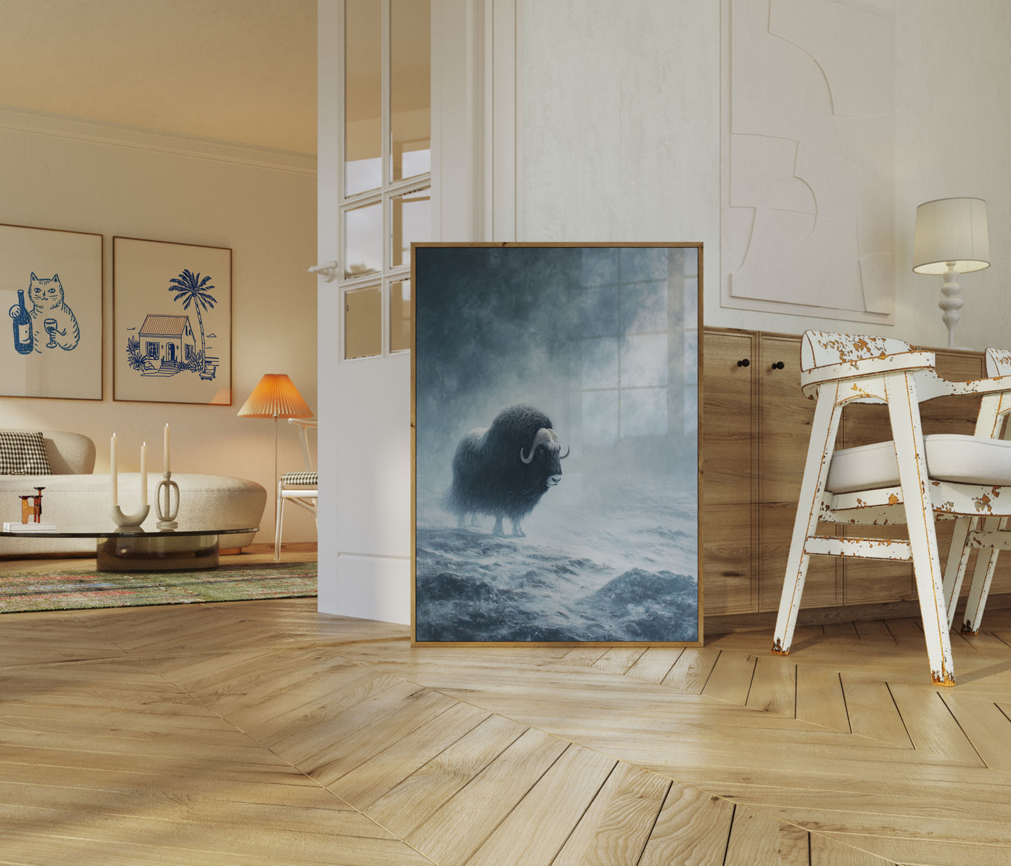 Affiche du Boeuf musqué dans une tempête d'hiver