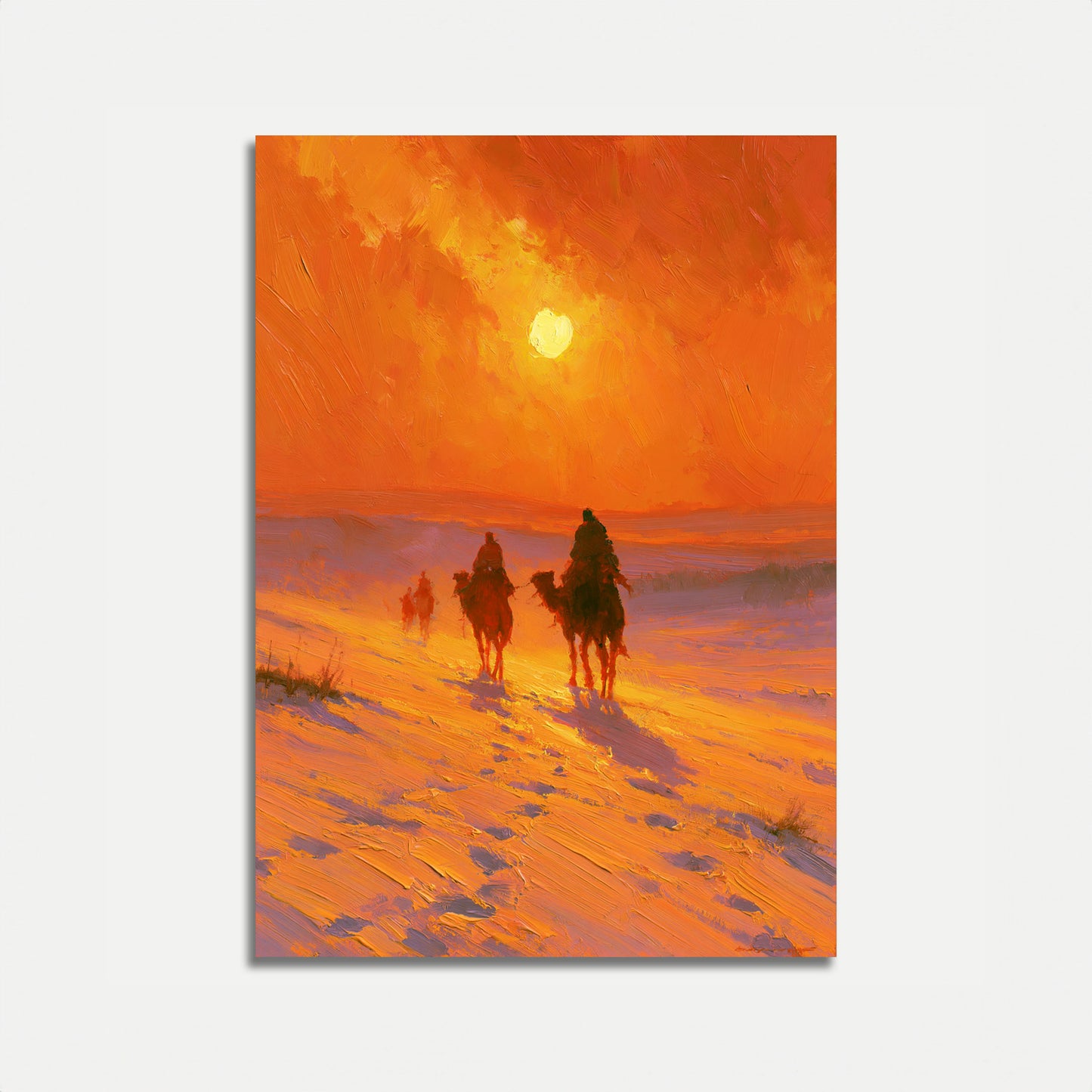 Ørkenkaravane ved solnedgang Plakat