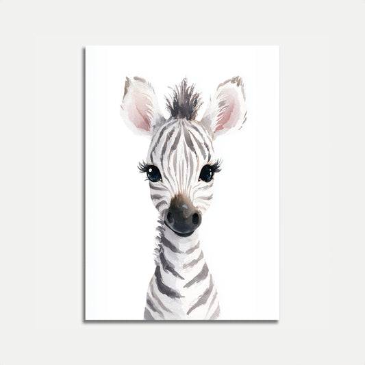 Baby Zebra Watercolor Portrait Poster