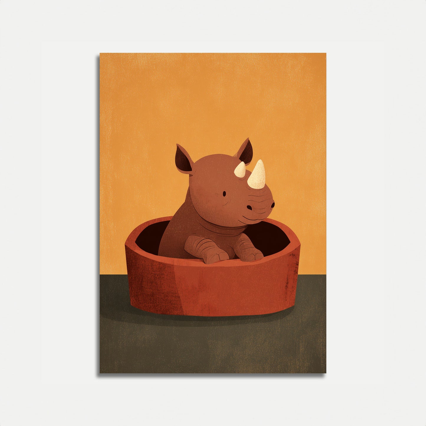 Rhino in Red Pot Poster