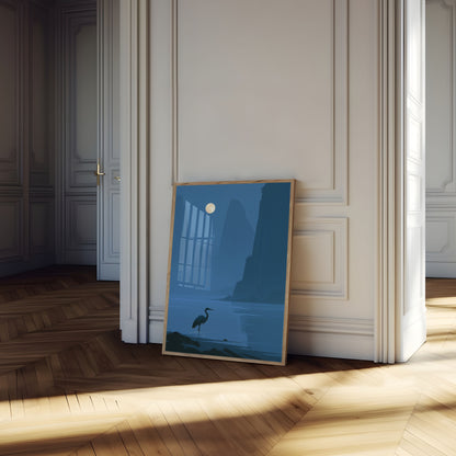 Reiher im Mondlicht Poster
