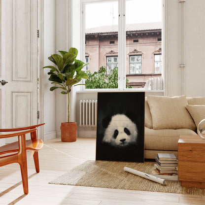 Póster de retrato de panda esponjoso