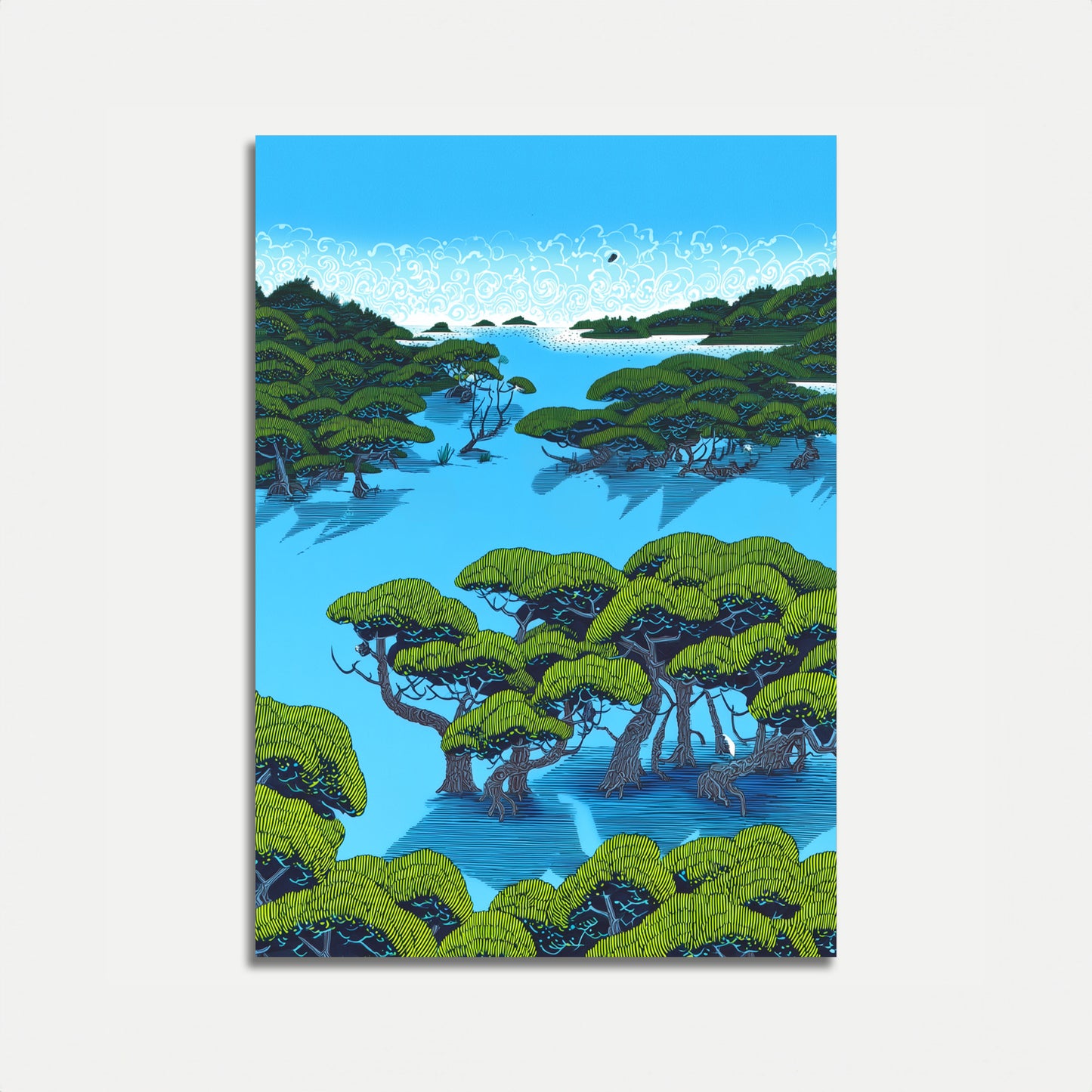 Magical Green Island Landscape Poster