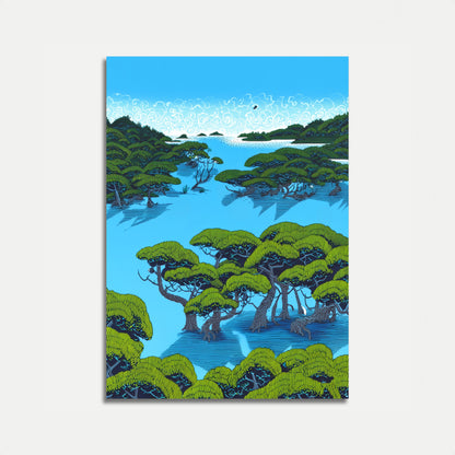 Magical Green Island Landscape Poster