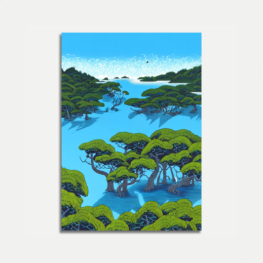 Magisk Grønn Øy Landskap Plakat