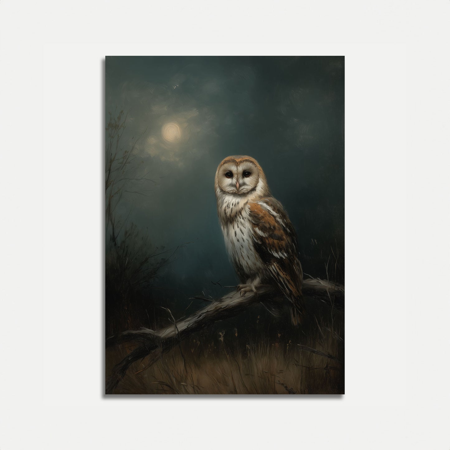 Moonlit Owl in Darkness Poster