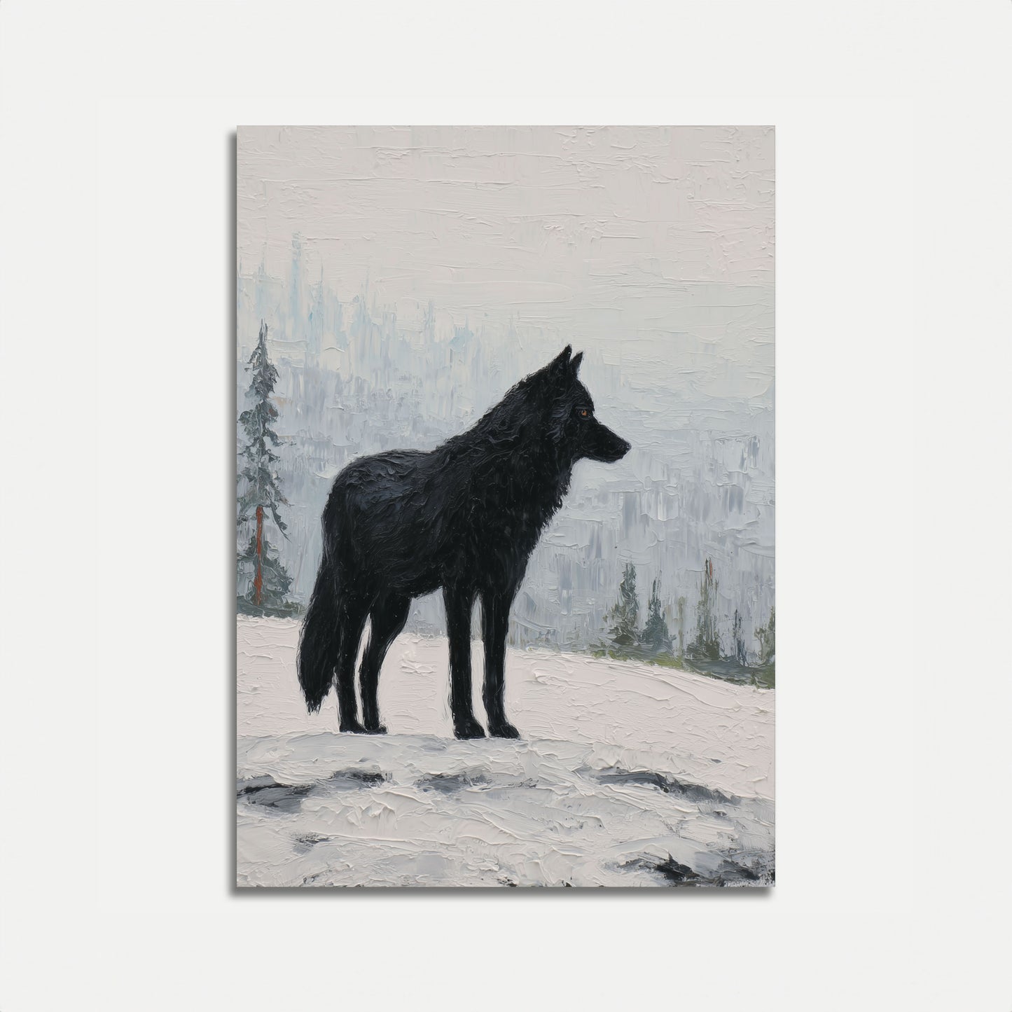 Black Wolf Winter Solitude Poster