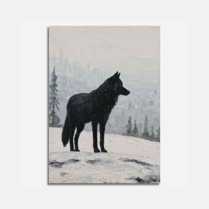 Black Wolf Winter Solitude Poster