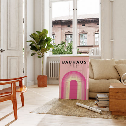 Bauhaus Pink Arch Vintage Poster