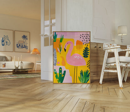 Roze Flamingo Tropische Tuin Poster