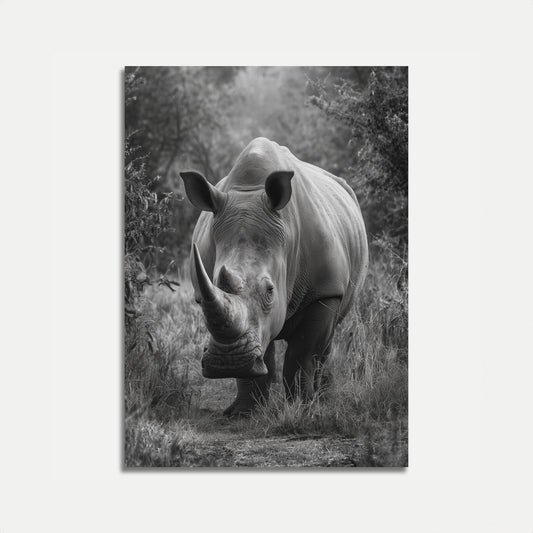 Majestic Rhino Black and White Poster