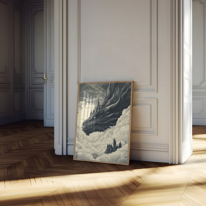 Dragon Over Hogwarts Poster