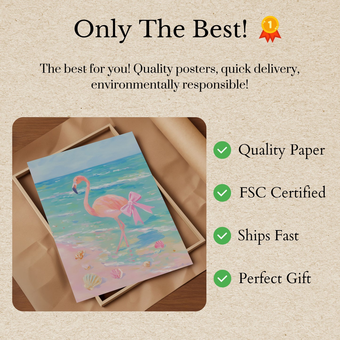 Flamingo Beach Day Poster