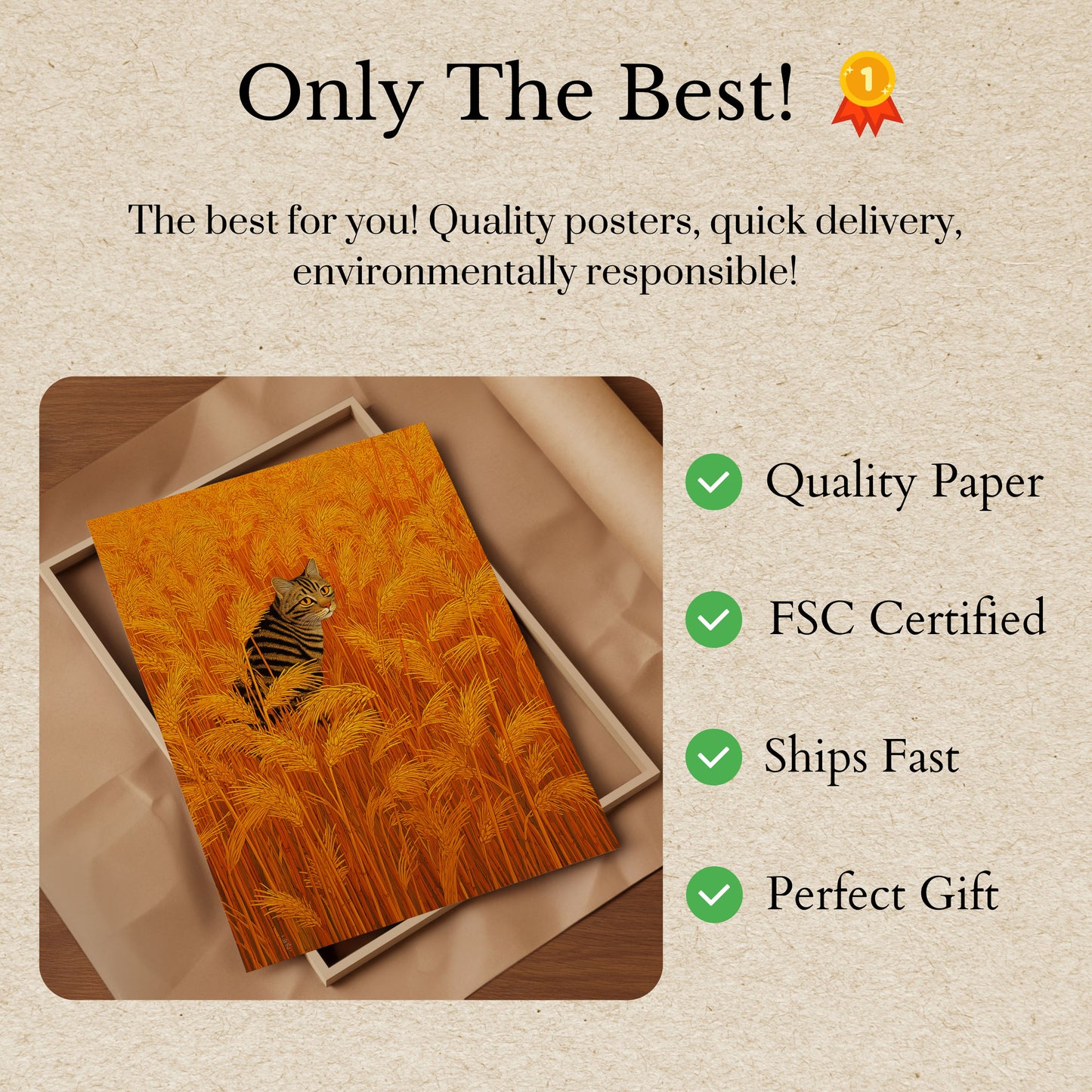Tabby Cat in Golden Wheat Poster